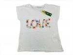 T-Shirt Gr. 92/98 H&M weiß mit LOVE Fädchenfähnchen