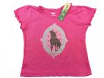 T-Shirt Gr. 74/80 pink Glitzerpferd, Wellensaum