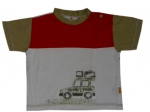 T-Shirt Gr. 74 Villa Hopp oliv/orange mit Auto und Tasche