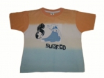 T-Shirt Gr. 98/104 Palomino orange/hellblau mit Surferwelle