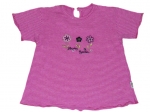 Ringel T-Shirt Gr. 92/98 pink/rosa mit Blumenstickerei