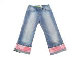 ¾ Hose Stretch Gr. 158 Miss Fits blau mit rosa Application