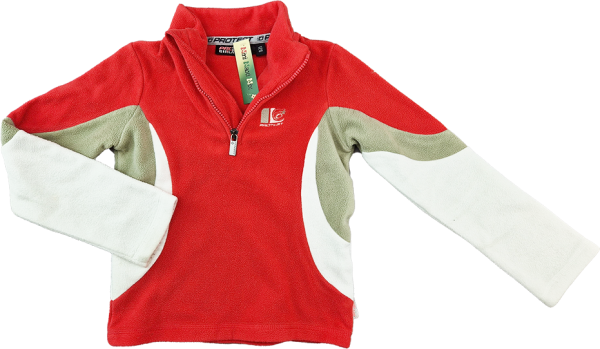 Fleecepullover Gr. 128 Protest dick rot/grau/weiß mit Reißverschluss