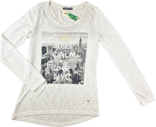 Feinstrickpullover Gr. 36/38 hellbraun – keep calm and love nyc