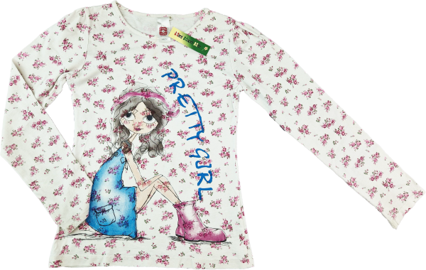 Langarmshirt Gr. 140/146 C&A weiß/rosa Rosen pretty girl