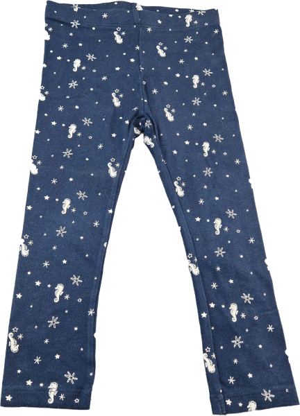 lange Leggins Gr. 86/92 dunkelblau mit Seepferdchen und Seesternen