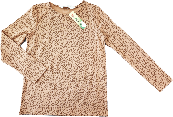 Stretchshirt langarm Gr. 122 H&M braun mit Muster
