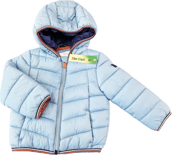 luftig leichter Anorak Gr. 74/80 C&A hellblau/braun wattiert mit Kaputze