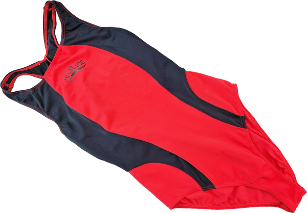 Badeanzug Gr. 164/170 rot/schwarz