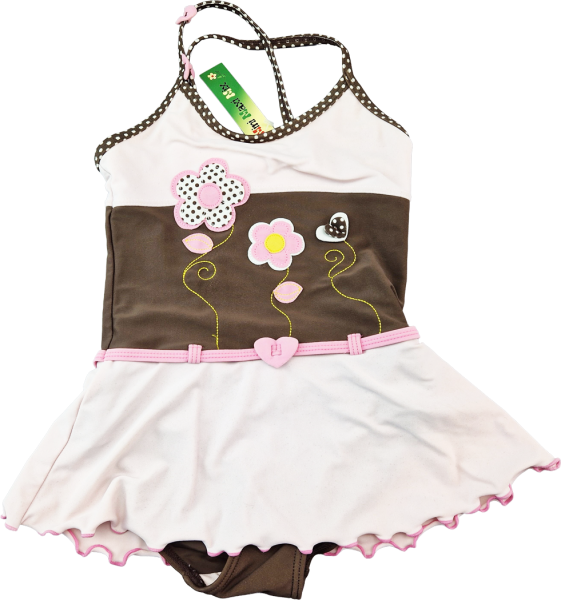 Badeanzug Gr. 128/134 H&M rosa/braun Kleidchen/Blümchen