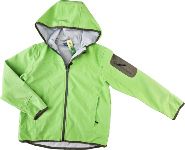 Softshelljacke Gr. 134 me`ru’ grün/grau mit Kaputze