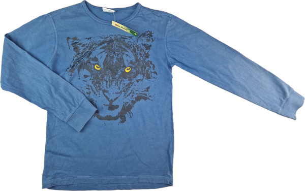 Langarmshirt Gr. 146/152 Yigga blau mit Tigerkopf
