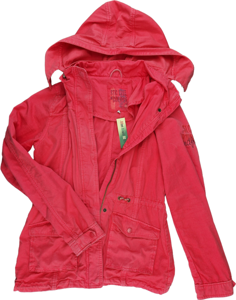 Übergangsjacke Gr. 164 Katag orangerot mit Kaputze und vielen Taschen