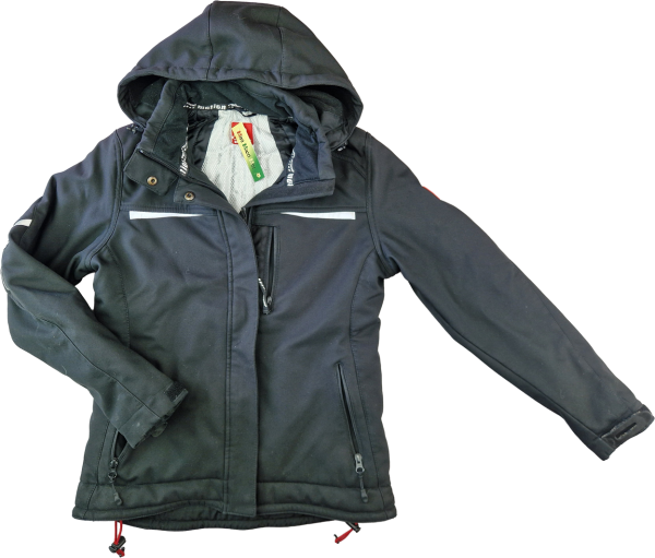wattierte Softshelljacke Gr. 158/164 Engelberth Strauss schwarz Reflektoren, Kaputze