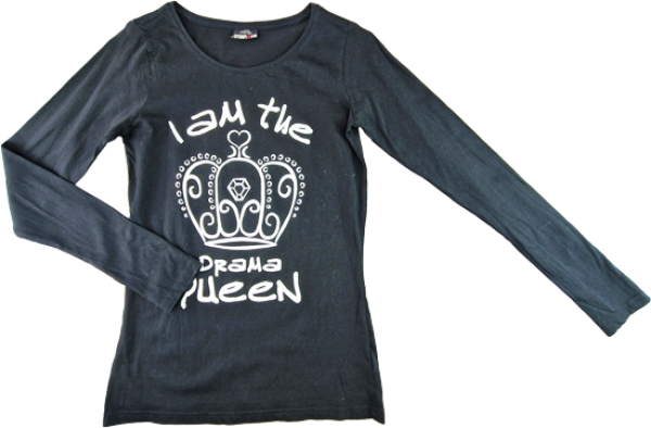 Langarmshirt Gr. 36 crash one schwarz mit Glitzer Krone