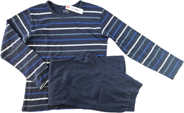 Schlafanzug Gr. 146/152 H&M langarm blau geringelt