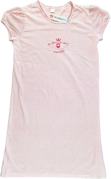 Nachthemd Gr. 146/152 kurzarm weiß/rot geringelt