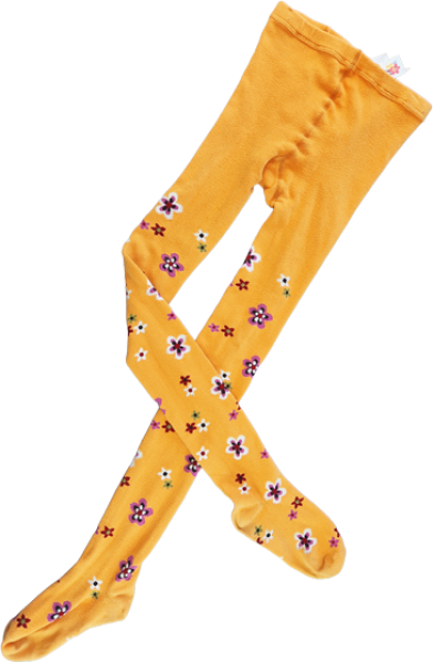 Strumpfhose Gr. 146/152 H&M orange mit Blumen