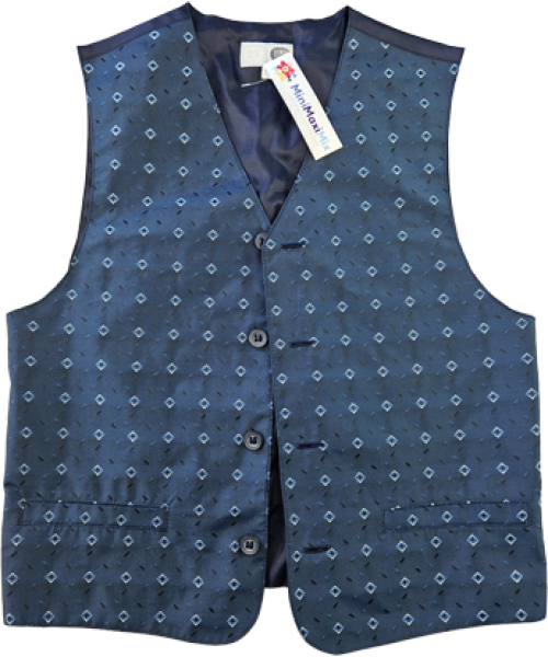 Anzugweste Gr. 152 C&A Satin dunkelblau Rauten