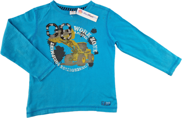 Langarmshirt Gr. 122 s.Oliver hellblau mit Bagger
