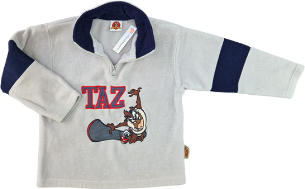 dicker Fleecepullover Gr. 122 hellgrau TAZ  Looney Tunes