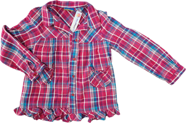 Karobluse Gr. 116/122 Topolino pink/blau langarm Glitzer