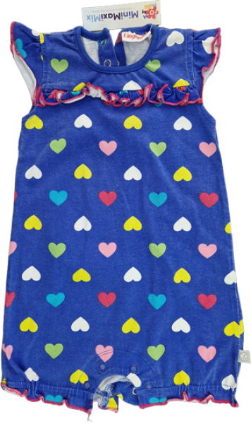 Sommerspieler Gr. 74/80 Liegelind blau mit bunten Herzen