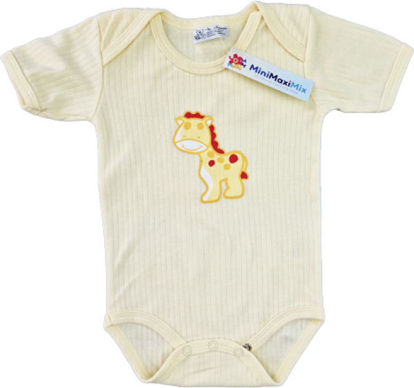 Halbarmbody Gr. 74/80 cremegelb mit Pferdchen