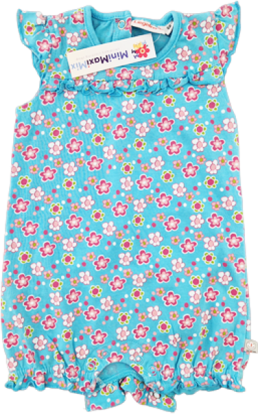 Sommerspieler Gr. 74 Liegelind hellblau mit Blumen