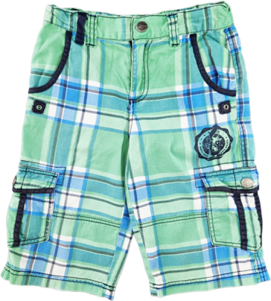 kurze Jeans Gr. 122 Topolino grün/blau Karo