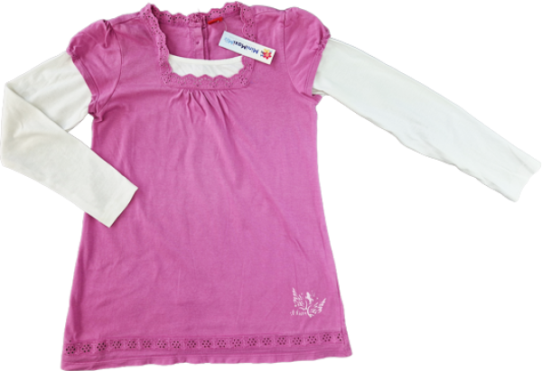 Langarmshirt Gr. 128 s.Oliver rosa/weiß Bluse 2 Lagenlook