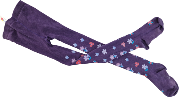 Strumpfhose Gr. 128 lila mit Blümchen