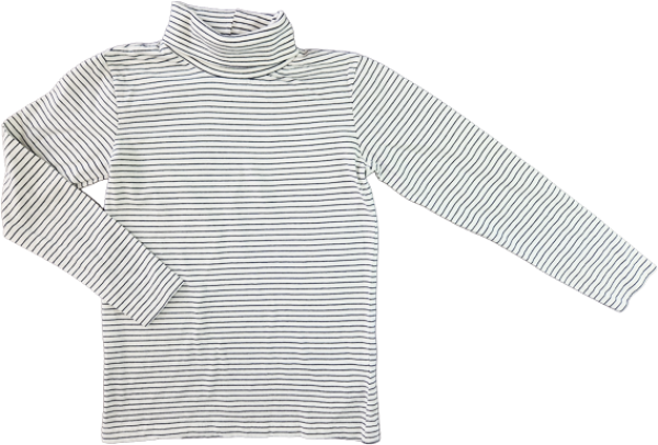 Langarmrolli Gr. 140 vertbaudet weiß/blau geringel